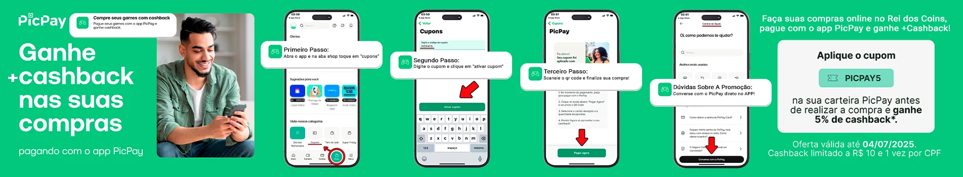 Ganhe +Cashback nas suas compras pagando com o app PicPay