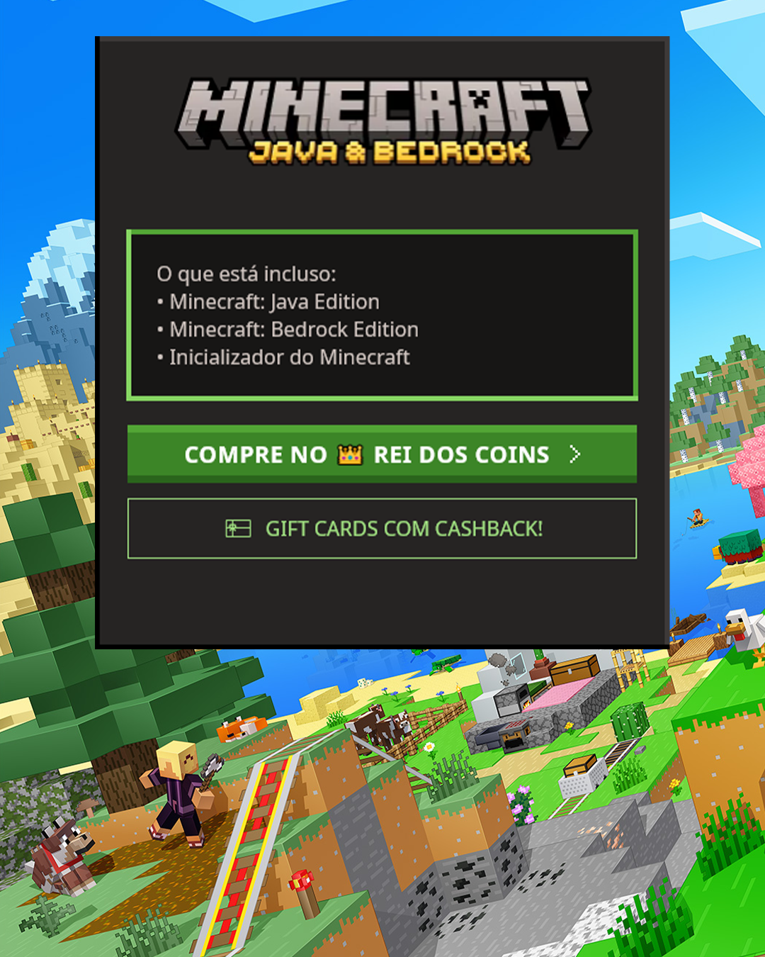 Minecraft Java & Bedrock com Cashback